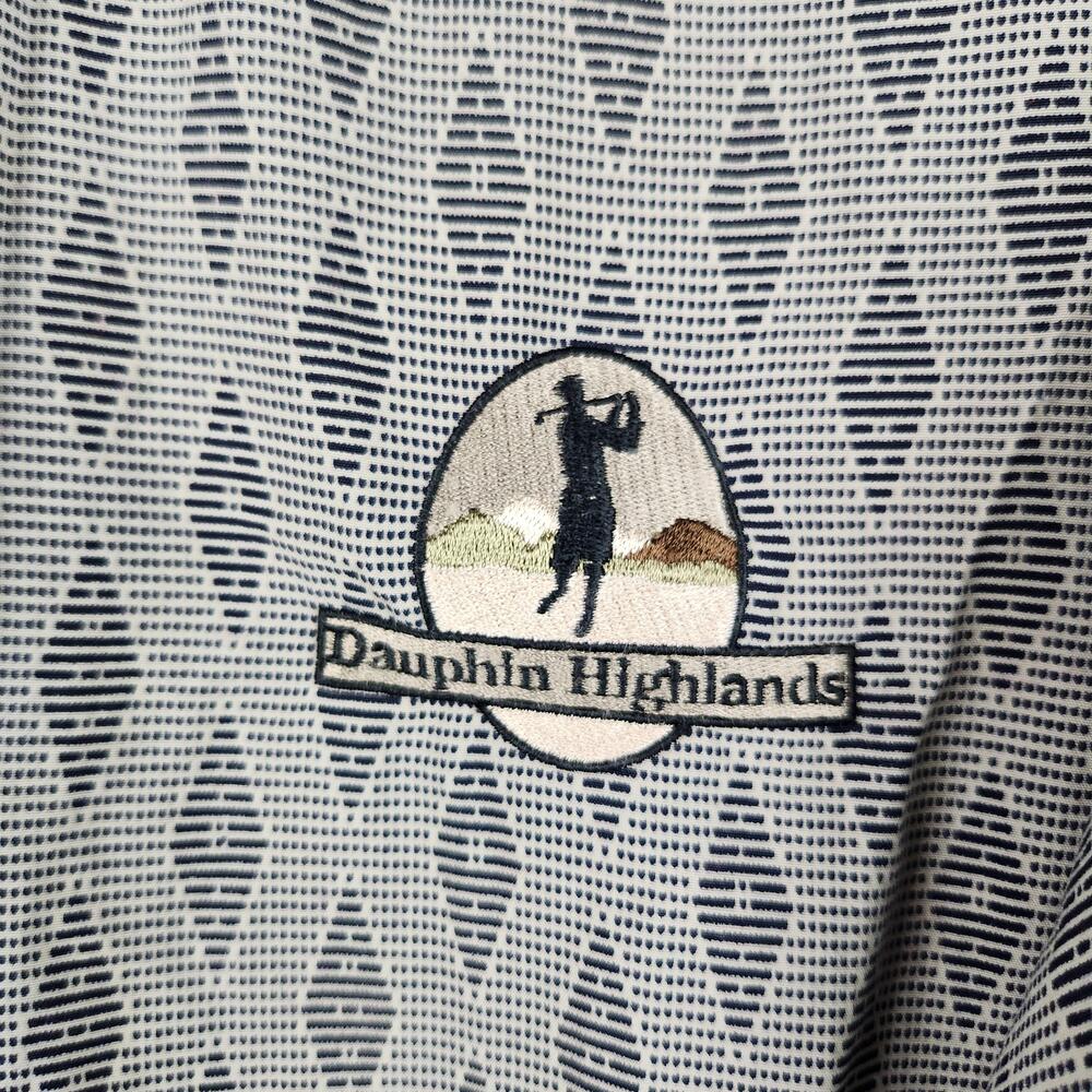 Vintage Dauphin Highlands Sweatshirt Mens Large Gray Geometric Golf Nylon Logo